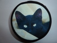 Geldbörse schwarze Katze rund 9x3cm